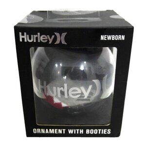 HURLEY Ornament With Booties NEWBORN 0-6 M gray & red shark bootie socks, NEW